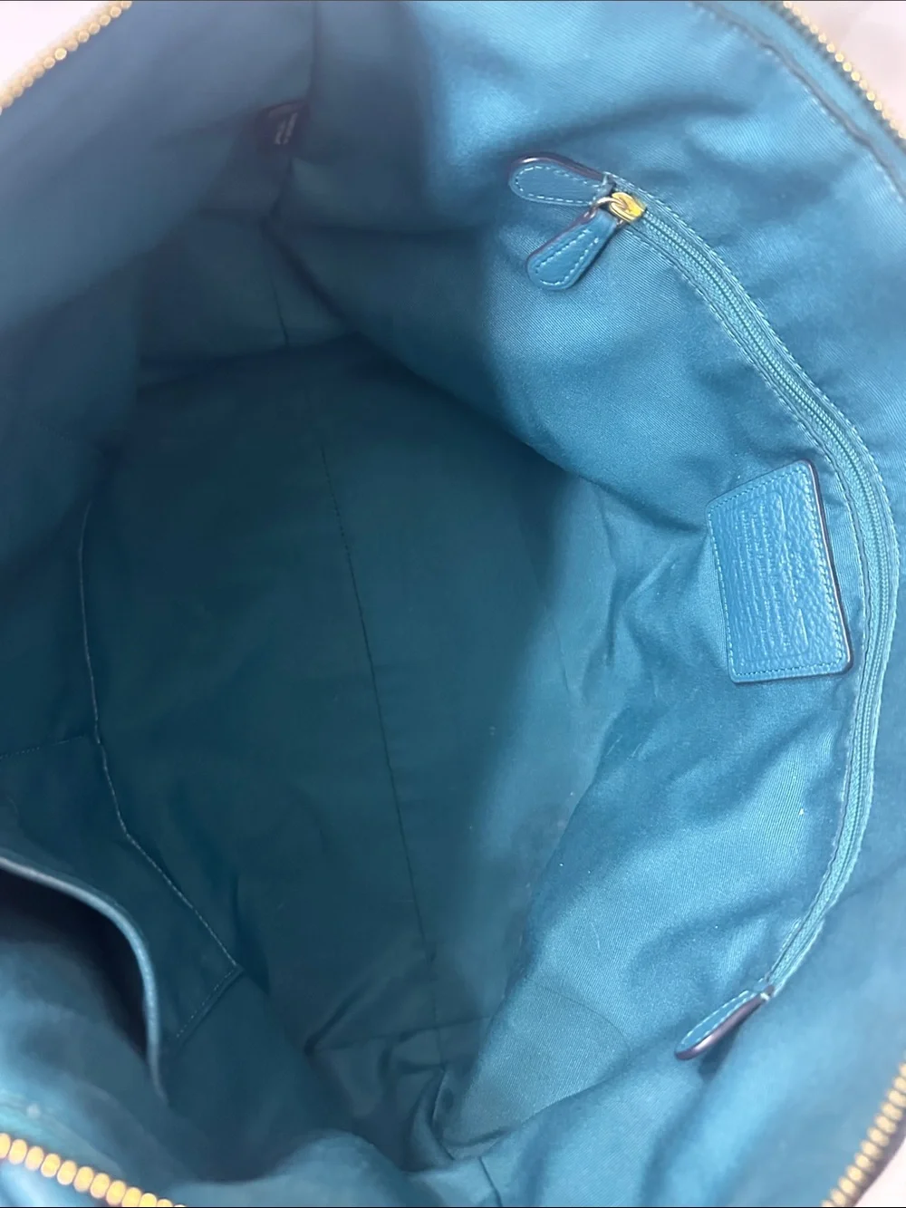 COACH Teal Pebbled Leather Tote with Matching Wristlet